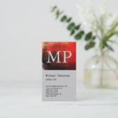 Vertikale Abstrakt-Grau-Monogramm-Visitenkarte Visitenkarte (Stehend Vorderseite)