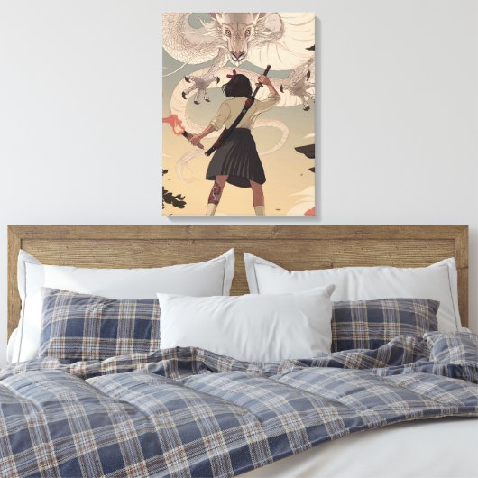 Vertikale anime Mädchen Premium Wrapped Canvas (Gl Leinwanddruck (Insitu (Schlafzimmer))