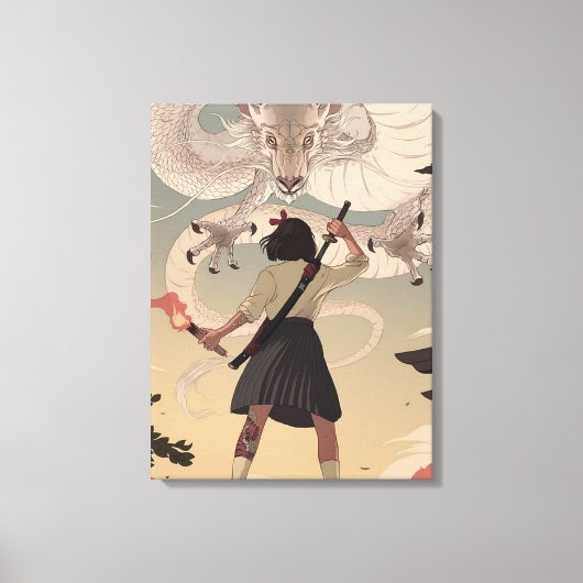 Vertikale anime Mädchen Premium Wrapped Canvas (Gl Leinwanddruck (Vorderseite)