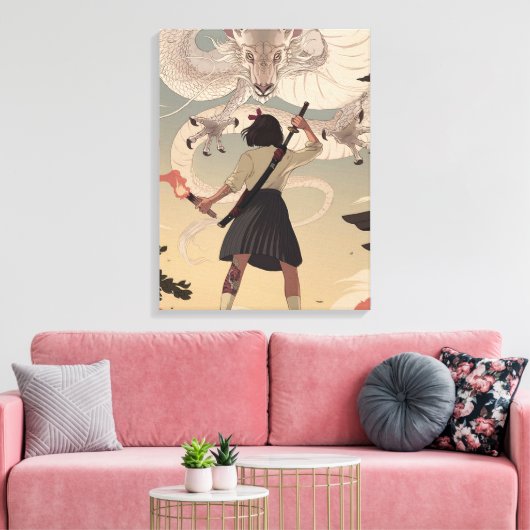 Vertikale anime Mädchen Premium Wrapped Canvas (Gl Leinwanddruck (Insitu (Wohnzimmer))