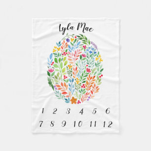 Vertikale Aquarell-Baby-Meilenstein-Decke Fleecedecke