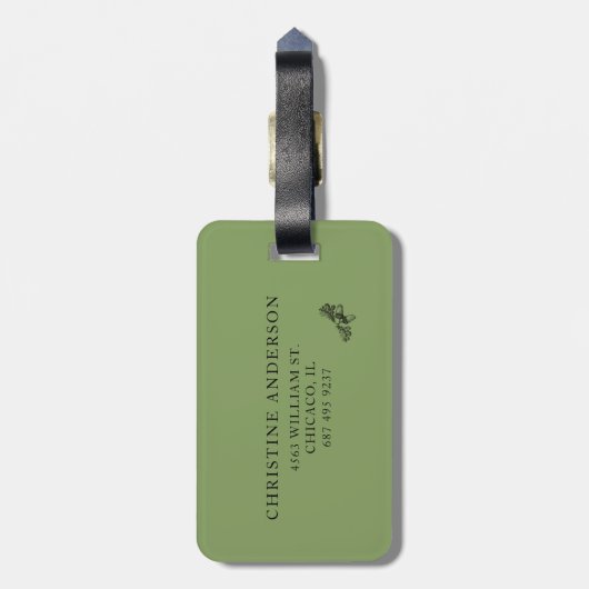 Vertikale Aquarelleiche Tree Elegantes Gepäckstück Gepäckanhänger (Rückseite vertikal)