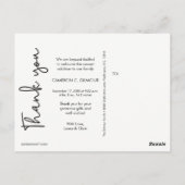 Vertikale Babydusche Geburtsankündigung Vielen Dan Postkarte (Rückseite)