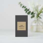 Vertikale Beige Gray Contemporary Business Card Visitenkarte (Stehend Vorderseite)