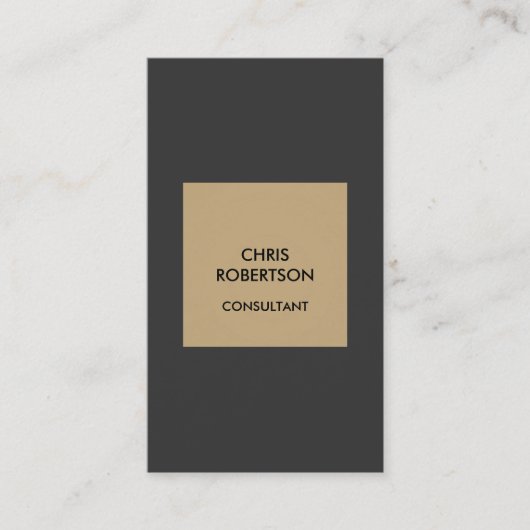 Vertikale Beige Gray Contemporary Business Card Visitenkarte (Vorderseite)
