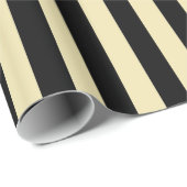 Vertikale Beige und schwarze Streifen Geschenkpapier (Rolleneckpunkt)