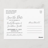 Vertikale Bildhochzeit Speichern Sie das Datum der Postkarte (Rückseite)