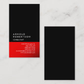 Vertikale Black Red Trendy Consultant-Visitenkarte Visitenkarte (Vorne/Hinten)