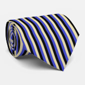 Vertikale blaue, beige und schwarze Streifen Krawatte (Gerollt)