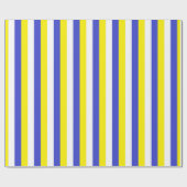 Vertikale blaue, gelbe und weiße Streifen Geschenkpapier (Flach)