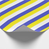 Vertikale blaue, gelbe und weiße Streifen Geschenkpapier (Ecke)