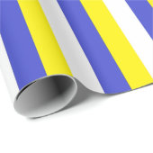 Vertikale blaue, gelbe und weiße Streifen Geschenkpapier (Rolleneckpunkt)