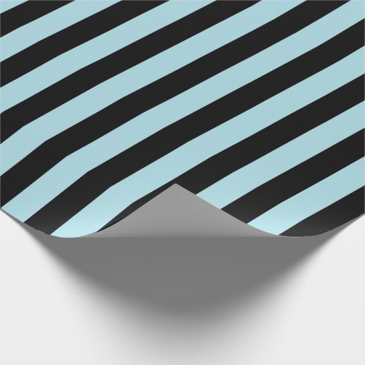 Vertikale blaue und schwarze Pastellstreifen Geschenkpapier (Ecke)