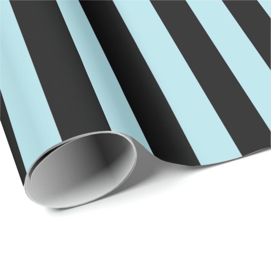 Vertikale blaue und schwarze Pastellstreifen Geschenkpapier (Rolleneckpunkt)