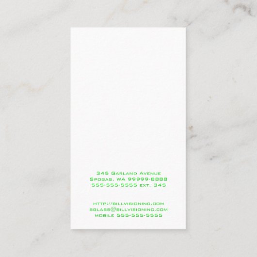 Vertikale Blickwinkel-Sichtweite von Augenbrauen Visitenkarte (Rückseite)