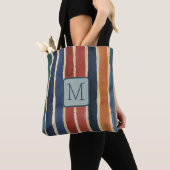 Vertikale breite Streifen Teal-Farbblock-Monogramm Tasche (Von Nahem)