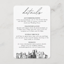 Vertikale Details zur Kolumbus-Hochzeit Begleitkarte