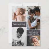 Vertikale Einführung Foto Collage Baby Geburt Ankündigung (Vorderseite)