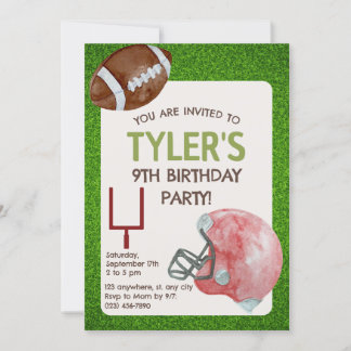 Vertikale Einladung der Football Birthday Party