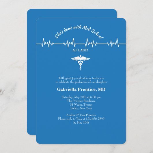 Vertikale Einladung von Caduceus und Life Line (Vorne/Hinten)