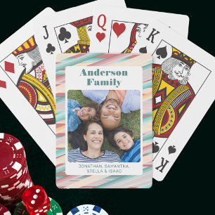 Vertikale Foto-Wasserfarben-Streifen Familie Spielkarten