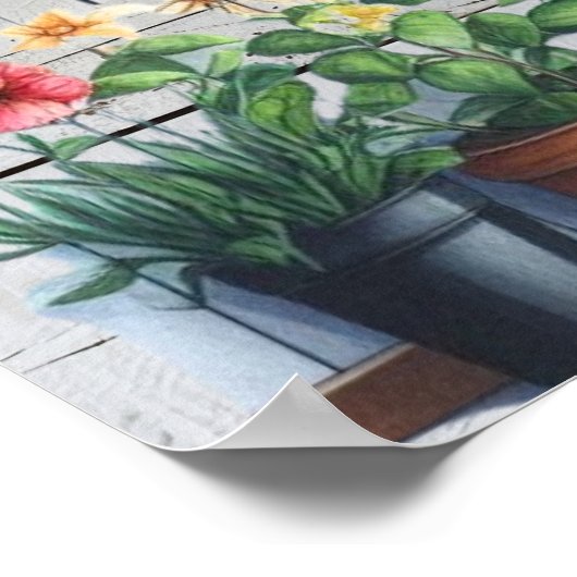 Vertikale Gartenlandschaft Lover Alte Holzmauer Ku Poster (Ecke)