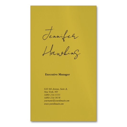 Vertikale Goldfarbe beruflich schlichte Handschrif Magnetische Visitenkarte (Vorderseite Vertikal)