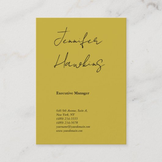 Vertikale Goldfarbe beruflich schlichte Handschrif Visitenkarte (Vorderseite)