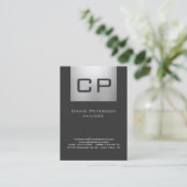 Vertikale Graue Monogram-Visitenkarte Visitenkarte (Stehend Vorderseite)