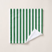 Vertikale grüne und weiße Streifen Badhandtuch Set (Waschlappen)