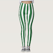 Vertikale grüne und weiße Streifen Leggings (Vorderseite)