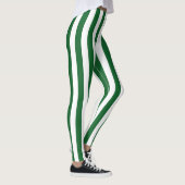 Vertikale grüne und weiße Streifen Leggings (Rechts)