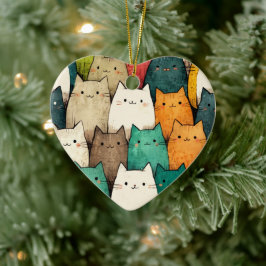 Vertikale Katzen in lebendiger Cartoon Kunst Keramik Ornament