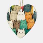 Vertikale Katzen in lebendiger Cartoon Kunst Keramik Ornament (Links)