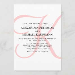 Vertikale klassische Monogramm in rosa Hochzeit Einladung