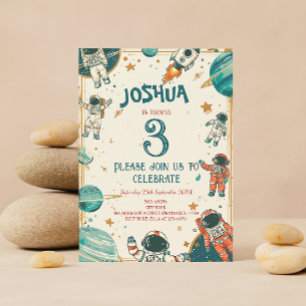 Vertikale Kleine Astronautin Geburtstagspartei Einladung