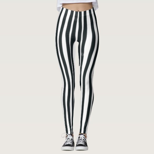 Vertikale Leggings Schwarz und Weiß (Vorderseite)