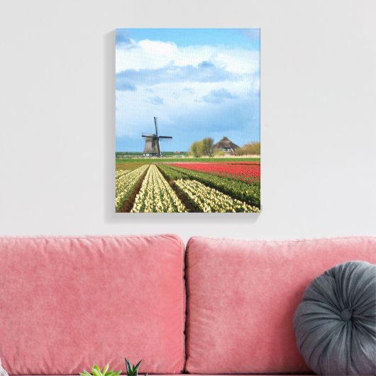 Vertikale Leinwand von Windmühle und Tulpen (Insitu (Wohnzimmer))