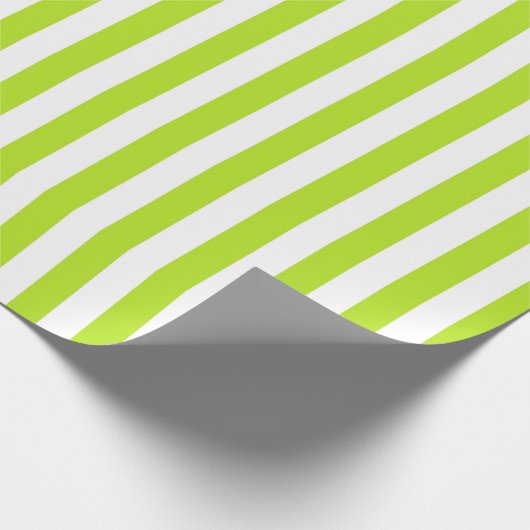 Vertikale Limone grüne und weiße Streifen Geschenkpapier (Ecke)
