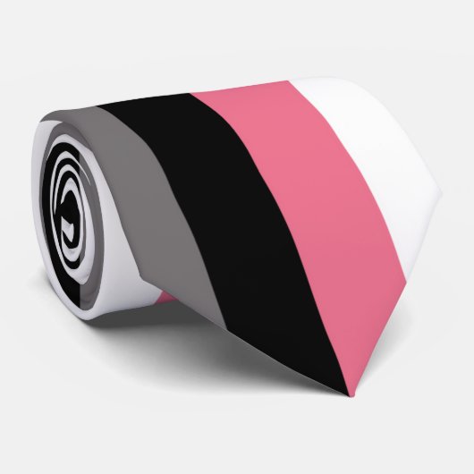 Vertikale Linien Rosa Schwarz Streifen Krawatte (Gerollt)