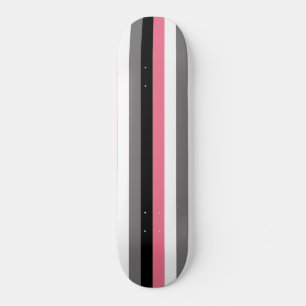Vertikale Linien Rosa Weiß Grau Schwarze Streifen Skateboard