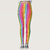 Vertikale, mehrfarbige Regenbogenstreifen Leggings (Vorderseite)