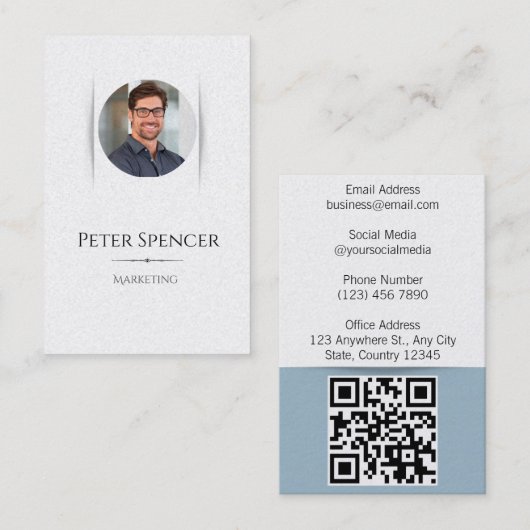 Vertikale minimalistische Vorlage mit Foto Einfach Visitenkarte (Vorne/Hinten)