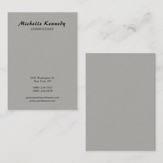 Vertikale moderne, einfache Schlichte Grauschrift Visitenkarte (Vorne/Hinten)