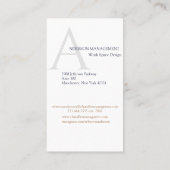 Vertikale moderne Marine, Gold und White Monogram Visitenkarte (Rückseite)