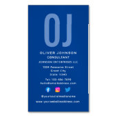 Vertikale Monogramm-Initialen Name Blau Weiß jedes Magnetische Visitenkarte (Vorderseite Vertikal)