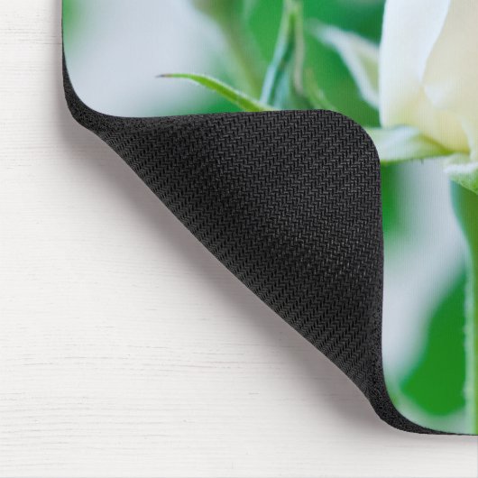 Vertikale Mousemat weiße Rose u. Keats Zitat Mousepad (Ecke)