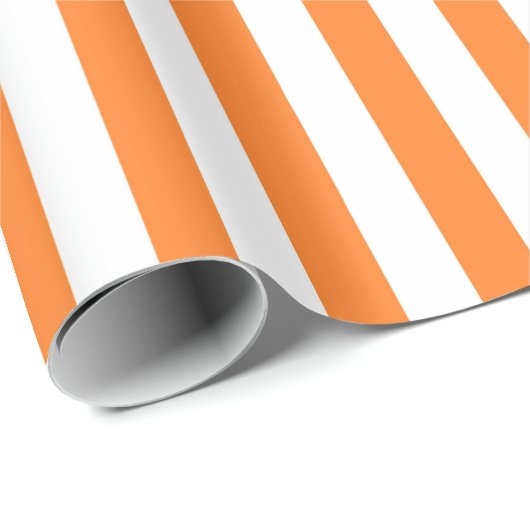 Vertikale orange und weiße Streifen Geschenkpapier (Rolleneckpunkt)