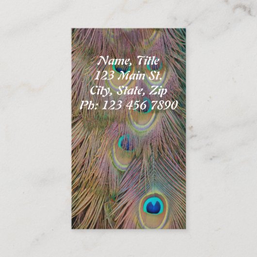 Vertikale Pfau-Feder-Visitenkarte Visitenkarte (Vorderseite)