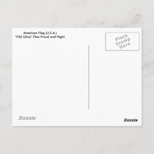 Vertikale Postkarte mit amerikanischer Flagge (Rückseite)